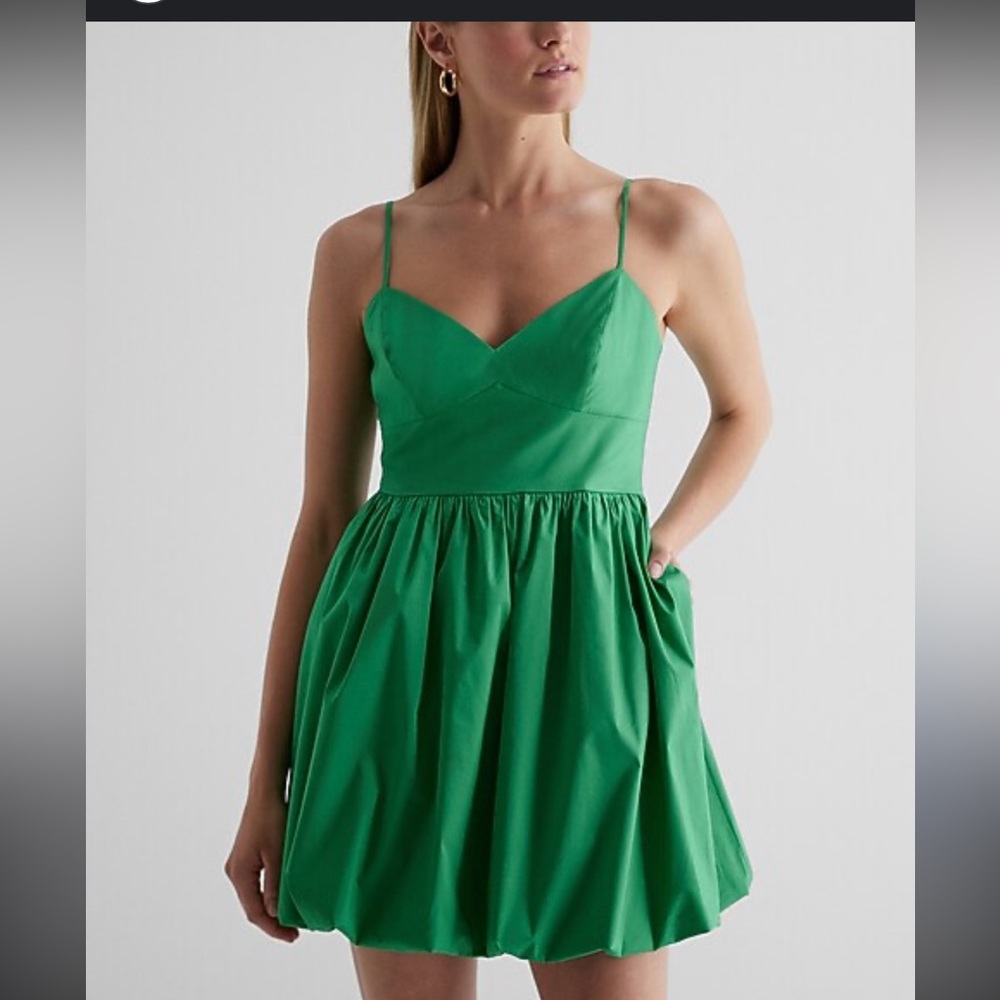 Express v-neck Poplin Mini Bubble Dress
